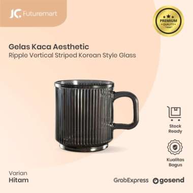 Gelas kaca Mug Kopi susu teh Aesthetic Ripple Glass Korean JC340 340ml CLEAR