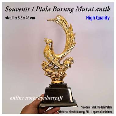 Piala Burung Murai / Souvenir Piala Lomba Burung Kicau mania Bahan Aluminium Kuning GOLD / Pajangan 