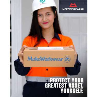 KEMEJA SAFETY KERJA / SERAGAM WEARPACK LAPANGAN / BAJU SAFETY KOMBINASI ORANGE BIRU DONGKER NAVY XL