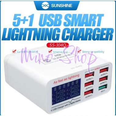 USB ADAPTOR CHARGER SUNSHINE SS-304Q 6 PORT USB QC3.0 FAST CHARGING