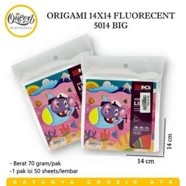 1 PACK ORIGAMI 14X14 FLUORECENT 5014 BIG ORIGAMI PAPER KERTAS LIPAT