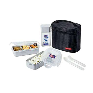 LocknLock - Hpl758db 3p Lunch Box Set Peralatan Kotak Makan - Black - 3 Sekat