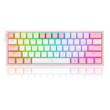 K617 / K617R / K617RGB Redragon Mechanical Gaming Keyboard 60% FIZZ Rainbow/Blue Switch White - Pink