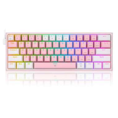 K617 / K617R / K617RGB Redragon Mechanical Gaming Keyboard 60% FIZZ Rainbow/Blue Switch Pink - White