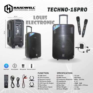 Speaker Portable HARDWELL TECHNO-15PRO TECHNO 15 PRO 15 Inch Original