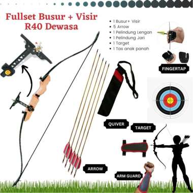 Fullset Busur Panah Dewasa R40 Lengkap Visir coklat
