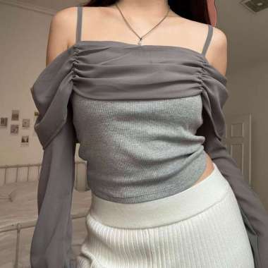 Eloise Sabrina Top | Aesthete yourlife S Grey