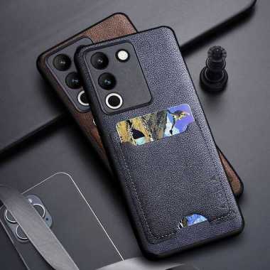 CASING VIVO V29E 5G CASE VIVO V29E 5G SOFTCASE LEATHER SLOTCARD VIVO V29E 5G HITAM