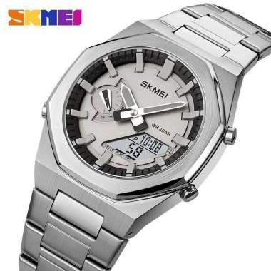 Jam Tangan Digital analog Pria SKMEI 1816 Silver water resistance 30m