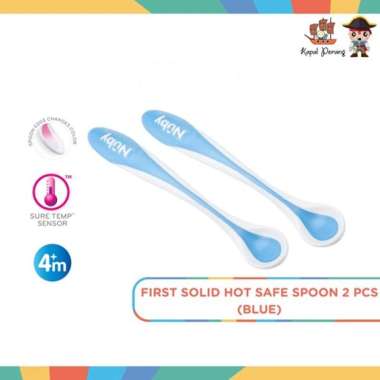 Nuby 2 Pack Heat Sensor Spoon Blue - Sendok Makan Bayi
