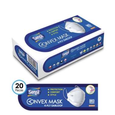 Masker Sensi Convex Mask Earloop 4 ply isi 20 pcs Warna Hitam