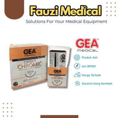 Catgut Chromic With Needle / Senar Chromic dengan Jarum jahit 3/0 GEA - 2/0