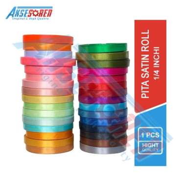 Aksesoren Pita Satin Gulung [Sakura] / Pita Roll 1 Roll / 1/4" / 1/2" / 1" / Pita Bouqet / Hiasan Pi