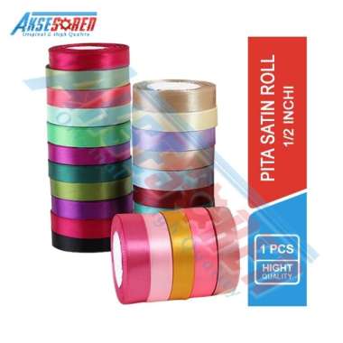 Aksesoren Pita Satin Gulung [Sakura] / Pita Roll 1 Roll / 1/4" / 1/2" / 1" / Pita Bouqet / Hiasan Pi