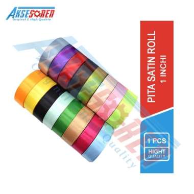 Aksesoren Pita Satin Gulung [Sakura] / Pita Roll 1 Roll / 1/4" / 1/2" / 1" / Pita Bouqet / Hiasan Pi