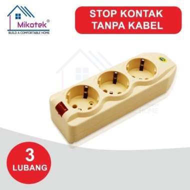 Mikotek Stop Kontak Tanpa Kabel Seri K / Colokan Tanpa Kabel 3 Lubang