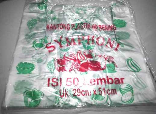 Kantong plastik kresek ekonomis motif buah uk.29x51 cm isi 50 lbr