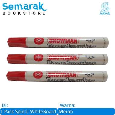 Snowman Whiteboard marker Spidol Dapat Dihapus - Merah [1 Pack / 12 Pcs]