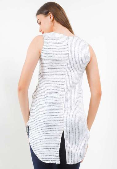 Camry Dress In White Navy Stripes M