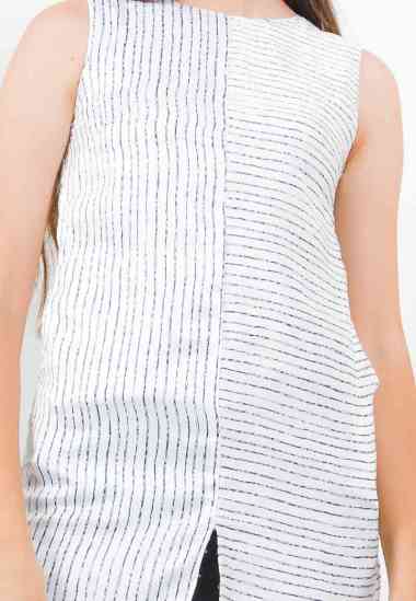 Camry Dress In White Navy Stripes L