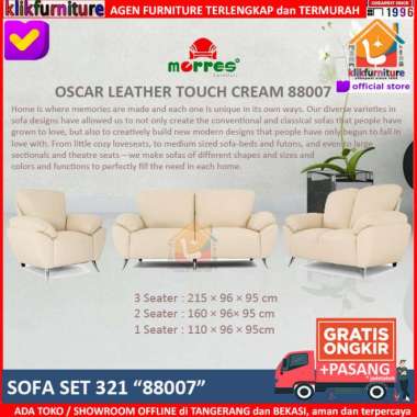 MORRES Sofa 321 Oscar Leather Touch Cream 88007