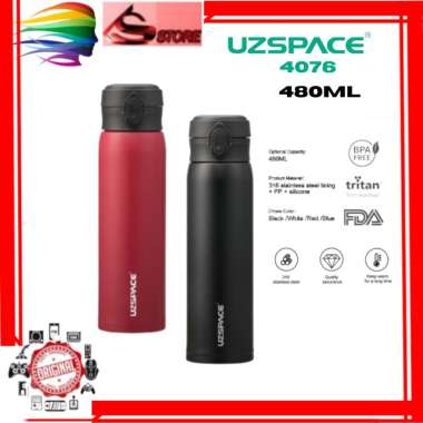 UZSPACE Botol Tumbler Thermos Air Panas Botol Minum Stainless Steel 4076 Merah
