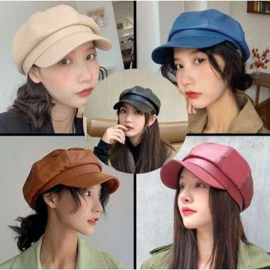 VERISH Hat Baret Leather Topi Pelukis Sutradara Golf Bahan Kulit IMPORT PREMIUM