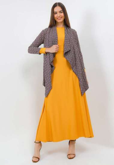 Lana Maxi Dress W/ Printed Jacket M