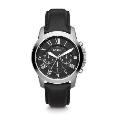 Fossil Grant Chronograph Black Leather Jam Pria - FS4812