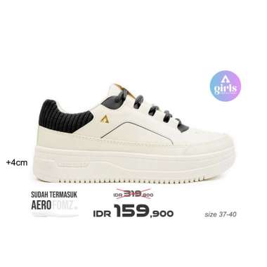 Aerostreet 37-40 Olivia Natural Natural Hitam - Sepatu Sneakers Wanita 40