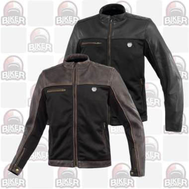 Jaket Motor Komine JK-166 Half Leather Vintage Mesh Jacket L Black