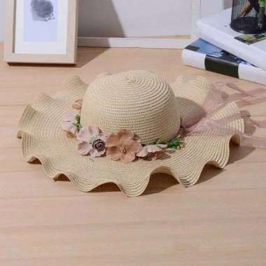 VERISH topi pantai mahkota bunga beige