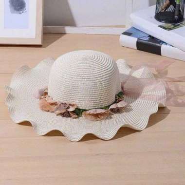VERISH topi pantai mahkota bunga white