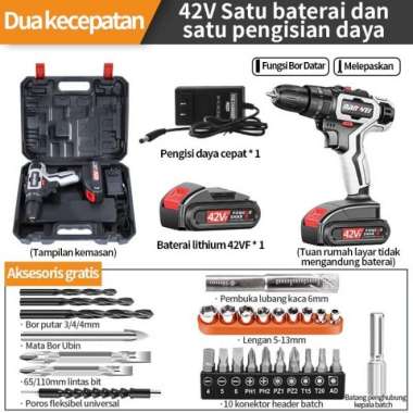 Bor Listrik Bor Tanpa kabel 12V-42 New dua baterai patan ganda 42V