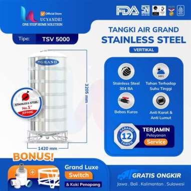 Toren Tandon Tangki Air Stainless Grand 5700 Liter TSV 6000