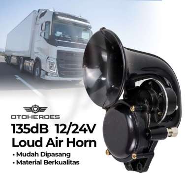 Klakson Angin Keong Trompet Mobil Truk Loud Air Horn 135dB - Black