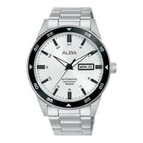 Jam Tangan Pria Alba Mechanical AL4599X1 Automatic Men Silver White Dial Stainless Steel Strap [Machtwatch]
