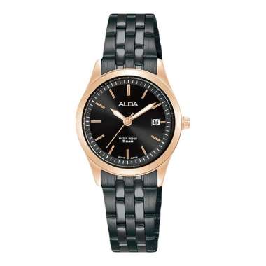 Jam Tangan Wanita Alba Prestige AH7CE2X1 Ladies Black Dial Black Stainless Steel Strap [Machtwatch]