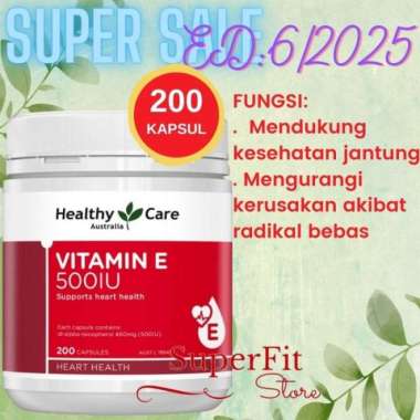 Healthy Care Vitamin E 500 IU - 200 Kapsul /Kesehatan Jantung