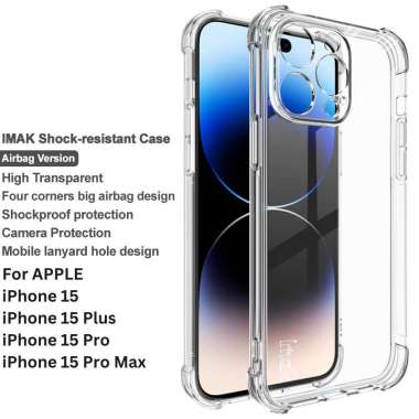 Case Iphone 15/Plus/Pro/Pro Max IMAK Shockproof AirBags Casing Iphone 15 Pro Max Clear