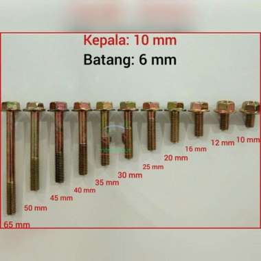 Baut Flange Bolt Baja Kuning M6 kunci 10 m6 x 35