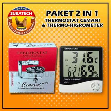 Paket Thermostat Capsule dan Thermometer Higrometer HTC-1 untuk Mesin Tetas Telur