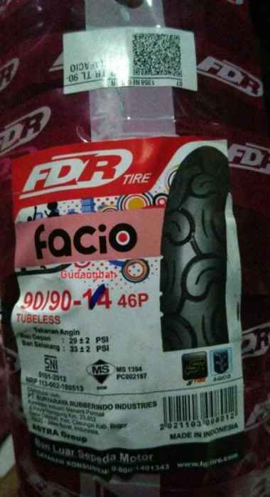 FDR Facio 90 90 14 Tubeless Ban luar motor Vario Beat Mio All Matic FREE PENTIL BARU