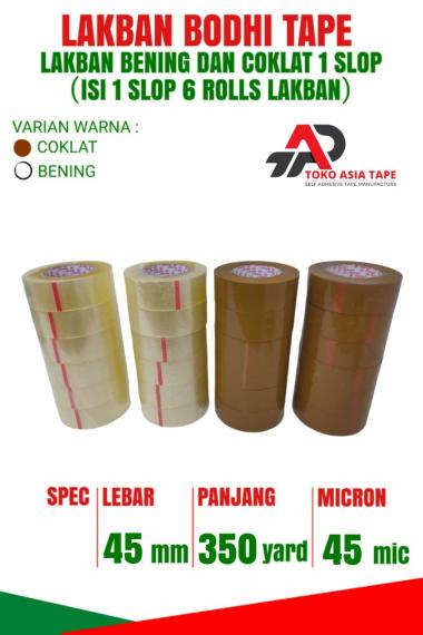 LAKBAN BENING/COKLAT BODHI TAPE 45MM X 350YARD 1 SLOP 6 ROLL TERMURAH COKLAT
