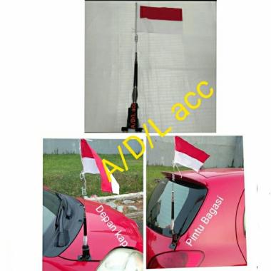 antena tiang bendera mobil jepit universal crom import+bendera Multicolor