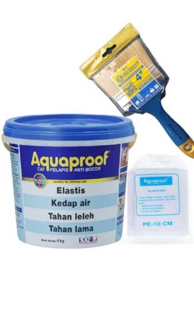 AQUAPROOF ABU GALON 4KG + KUAS 4in SIBIRU + POLYESTER MESH PE10