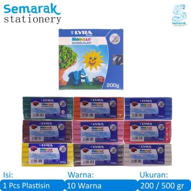 LYRA Modello School Plast Lilin Mainan 200 / 500 gr - Putih / Kuning / Orange / Merah / Pink / Biru 