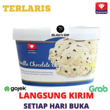 Es Krim Diamond 700 mL Vanilla dengan Chocolate Chips Cokelat Chip