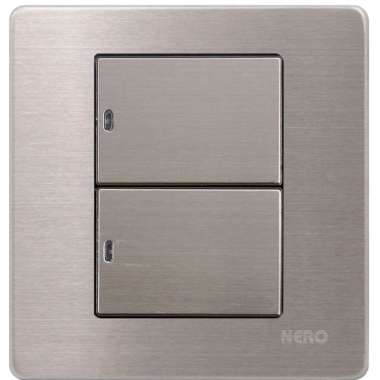 SAKLAR 2 GANG NERO STAINLESS V81621D
