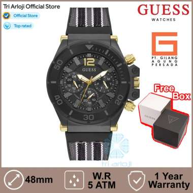 GUESS Watches GUESS GW0415G3 Original PILOT Jam Tangan Pria Analog Black Gold Rubber